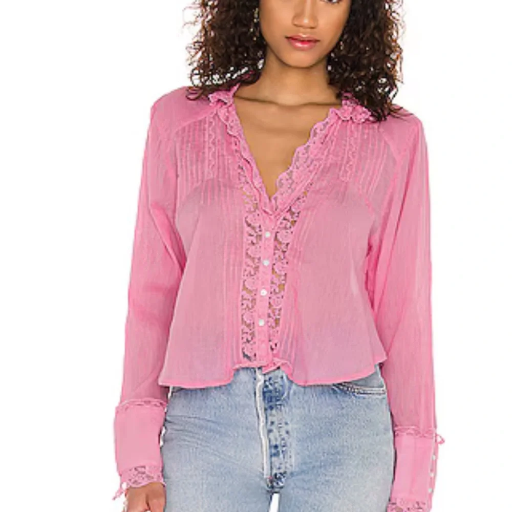 Free People Clemence Button Down in Pink - Picture 2 of 15